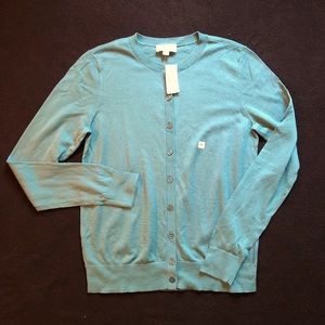 Last Day July 31 NWT LOFT Earthen Teal LongSleeve Crewneck Cardigan, S